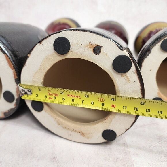 3 Pier 1 Imports 8.5"/11.5" Pillar Candle Holder Glaze Ceramic Gold Brwn Red Blk - Picture 11 of 14